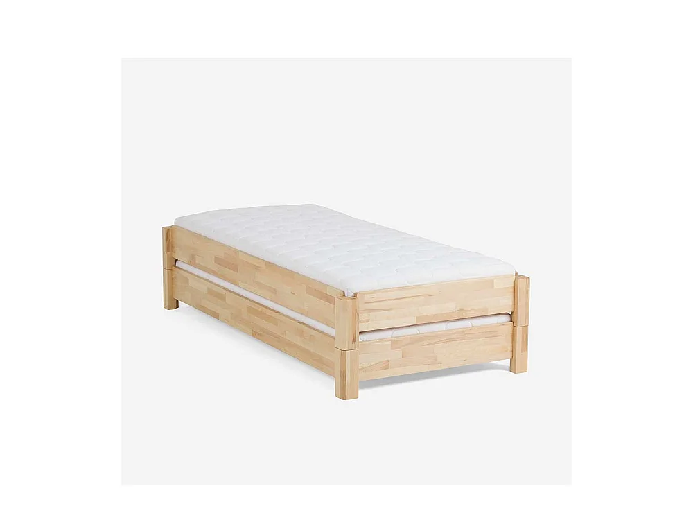 Stapelbares Bett aus Buche Massivholz geölt (zweiteilig)