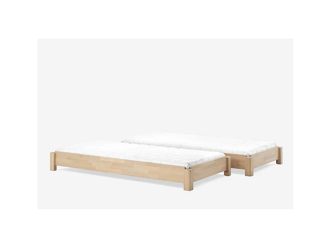 Stapelbares Bett aus Buche Massivholz geölt (zweiteilig)