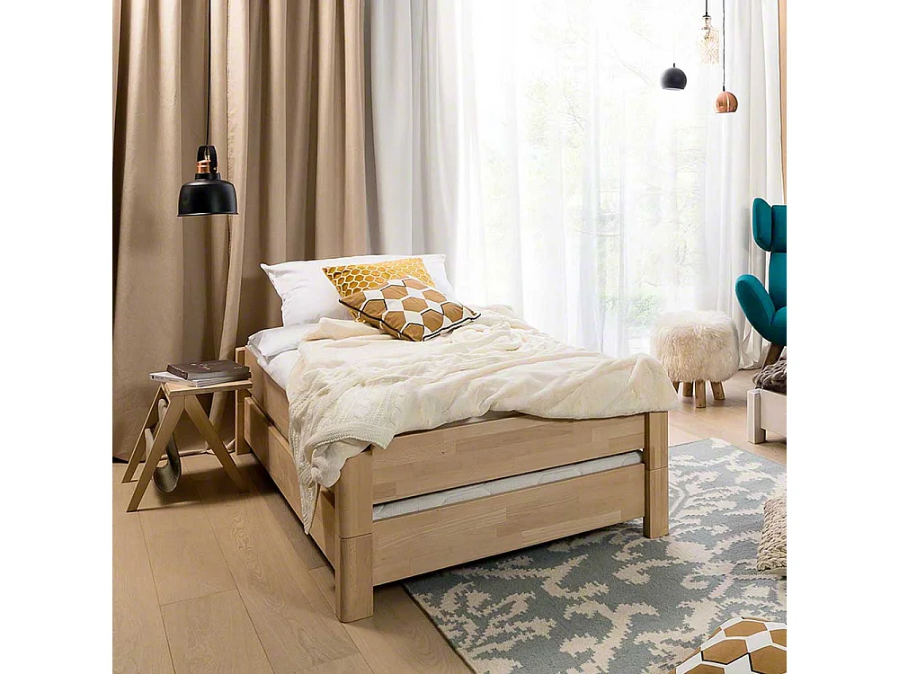 Stapelbares Bett aus Buche Massivholz geölt (zweiteilig)