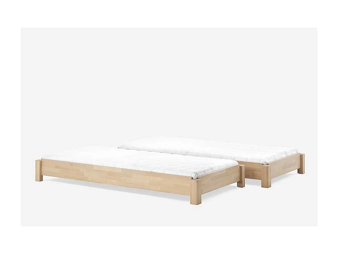 Stapelbares Bett aus Buche Massivholz geölt (zweiteilig)