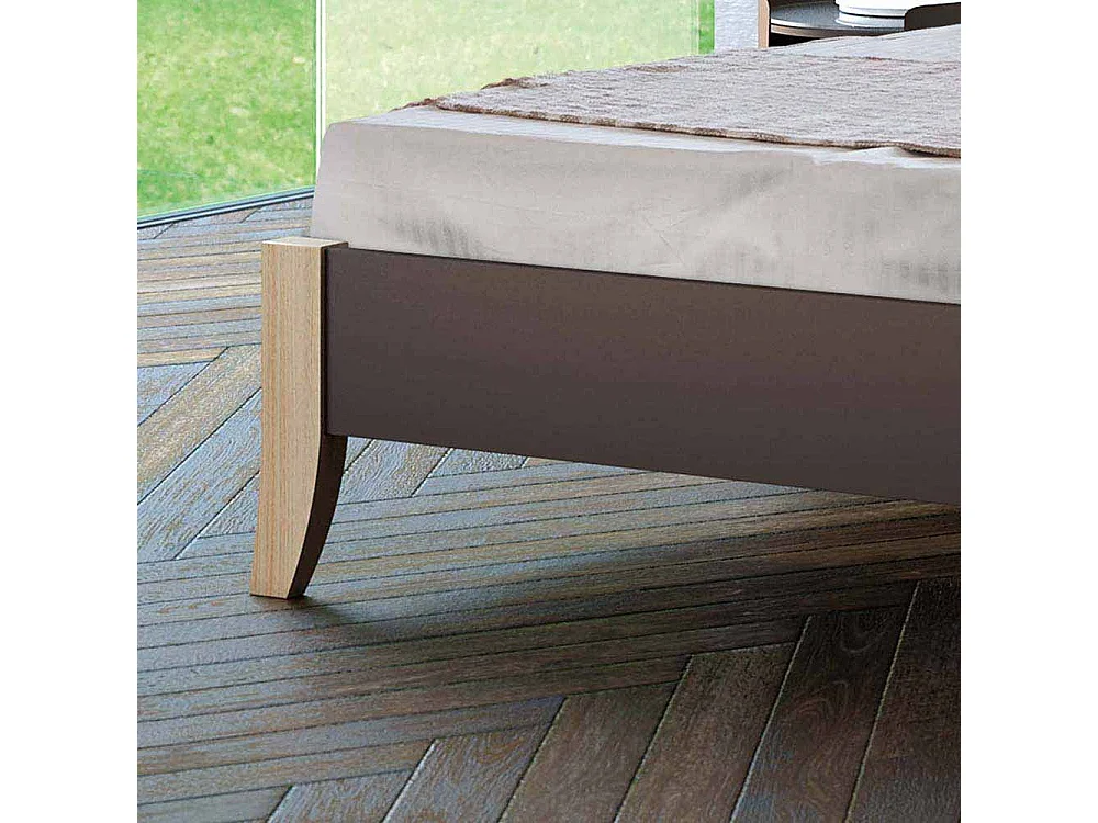 Designbett in Braun Eiche Metall