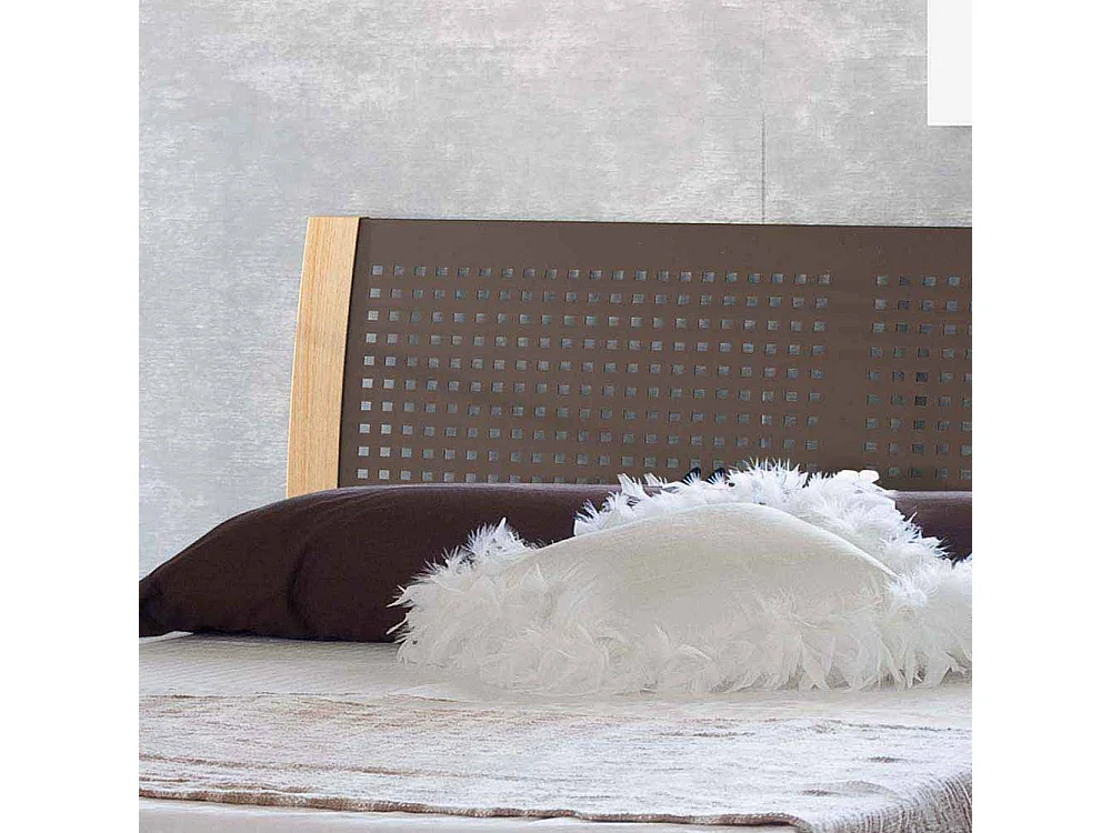 Designbett in Braun Eiche Metall