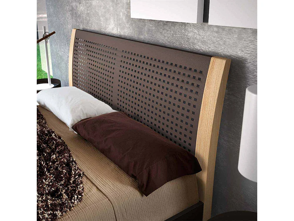 Designbett in Braun Eiche Metall