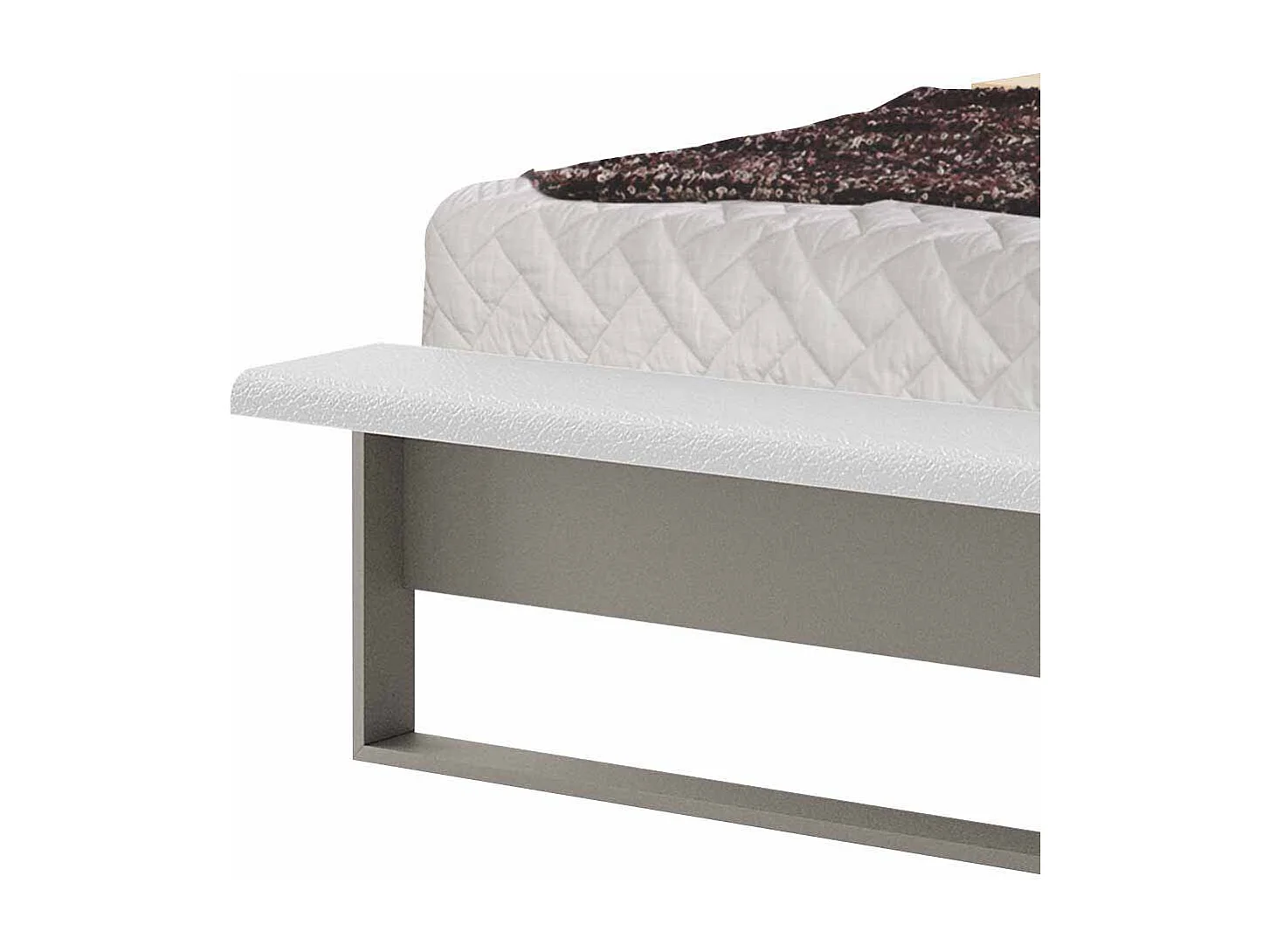 Designerbett in Weiß Grau Metall LED Beleuchtung