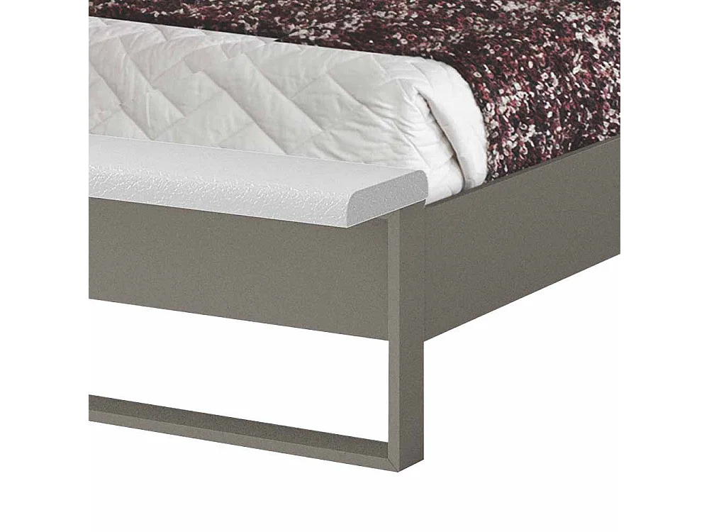 Designerbett in Weiß Grau Metall LED Beleuchtung