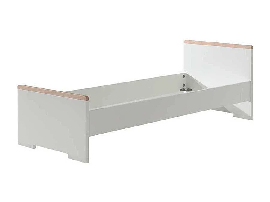 Kinder Jugendbett in Weiß und Buche Nachttisch (zweiteilig)