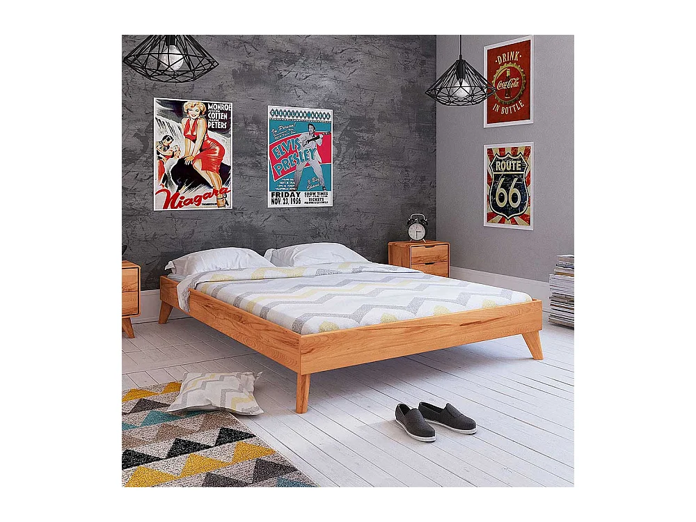 Bettrahmen aus Kernbuche Massivholz Kopfteil