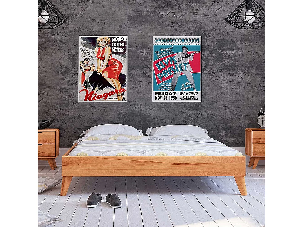 Bettrahmen aus Kernbuche Massivholz Kopfteil