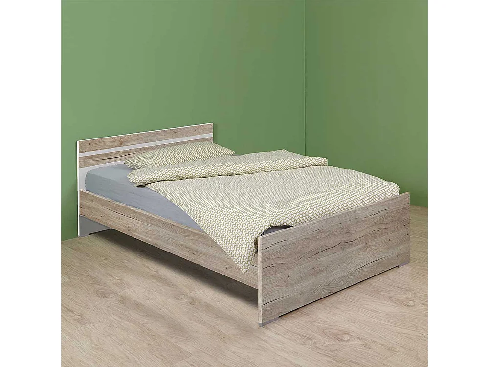 Jugendzimmerbett Made in Germany Eiche San Remo und Weiß