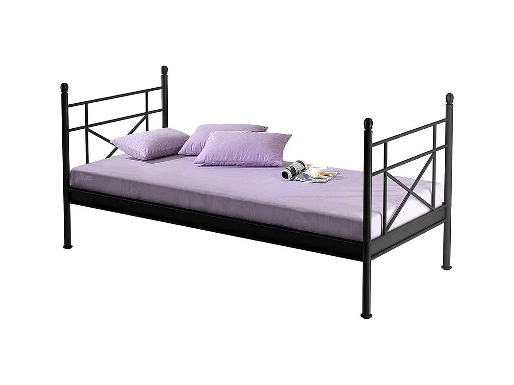 Metallbettgestell schwarz 90x200 cm 106 cm hoch