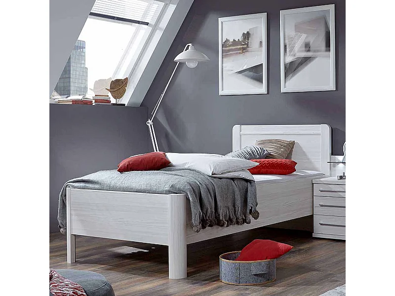 Einzelbett in Weiß Überlänge