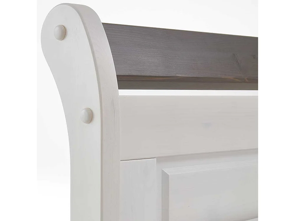 Landhaus Echtholzbett in Weiß und Grau Kiefer Massivholz