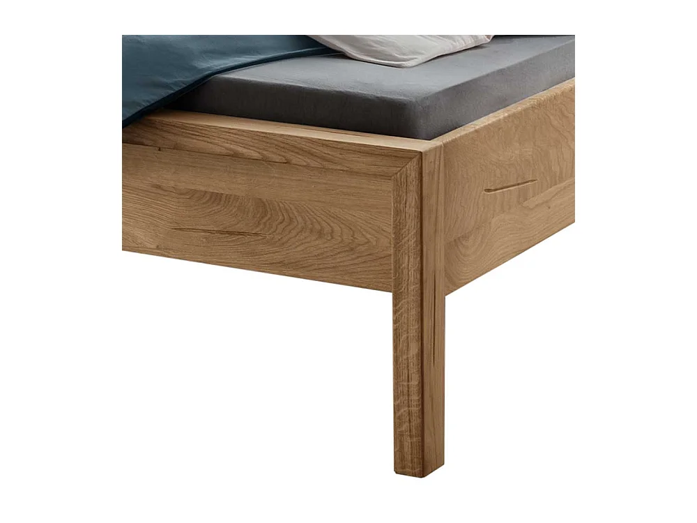 Wildeiche massiv Bett 140x200 in modernem Design 90 cm hoch