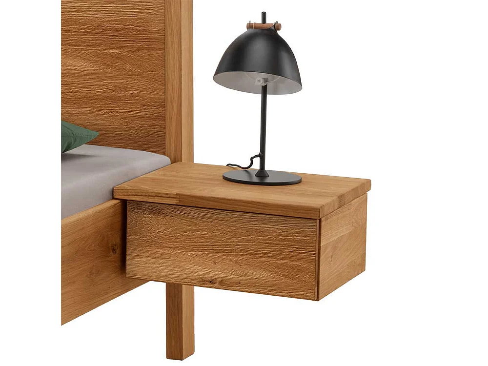 Wildeiche massiv Bett 140x200 in modernem Design 90 cm hoch