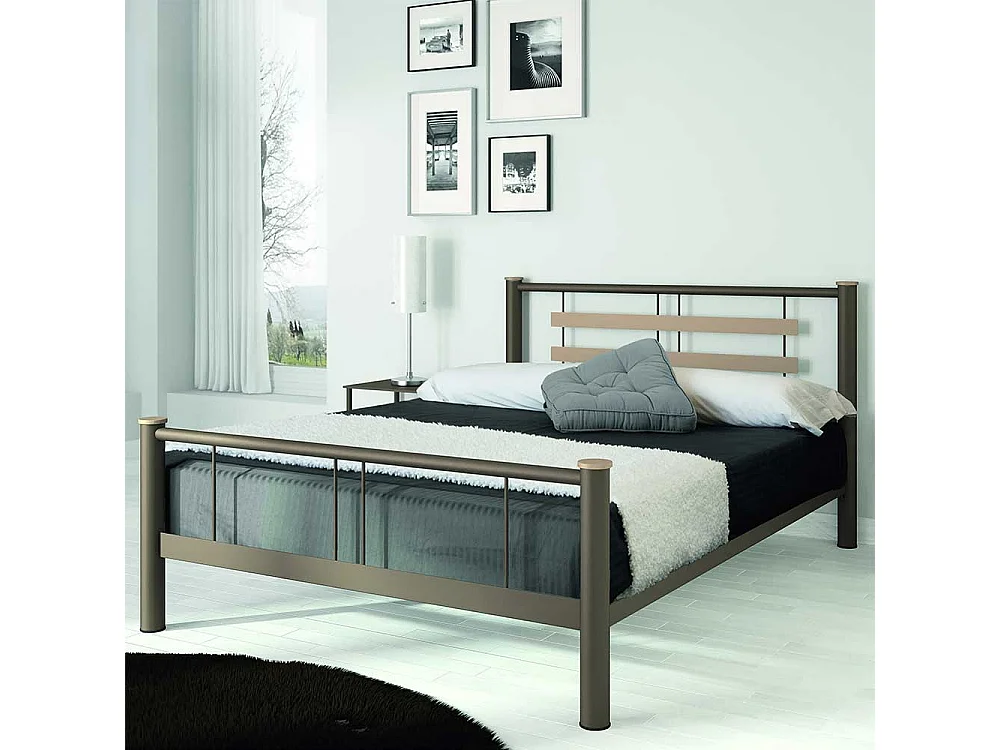 Jugendbett aus Metall Braun Beige