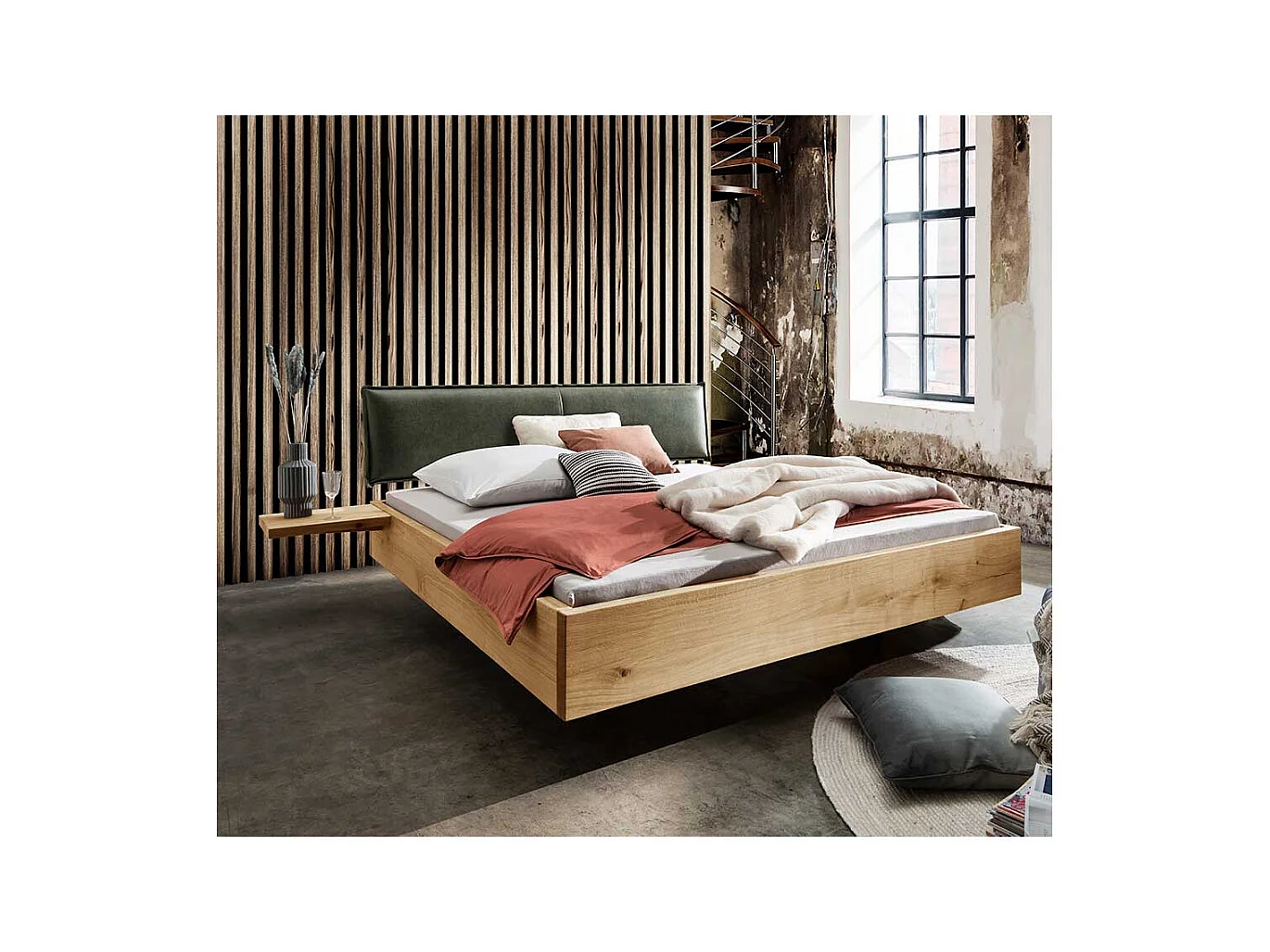 Hochwertiges Single Bett 140x200 cm mit Nachtkonsolen (dreiteilig)