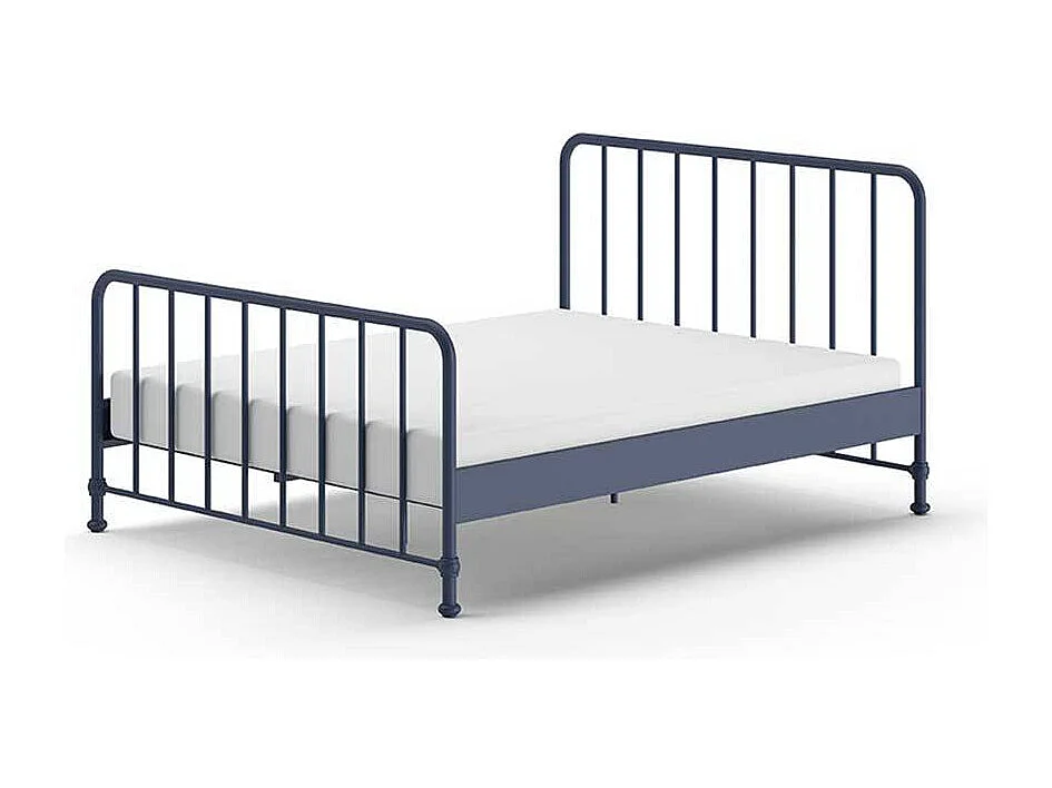 Metallrahmen Bett in Blau pulverbeschichtet