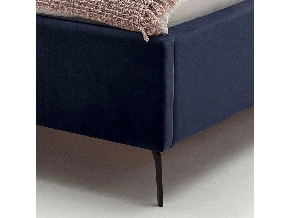 Polsterbett mit Lattenrosten und Bettkasten Dunkelblau