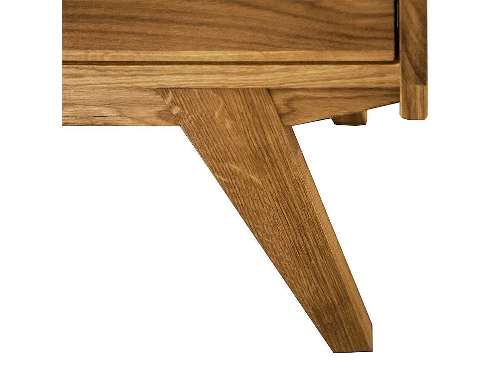 Doppelbett aus Wildeiche Massivholz zwei Nachtkommoden (dreiteilig)