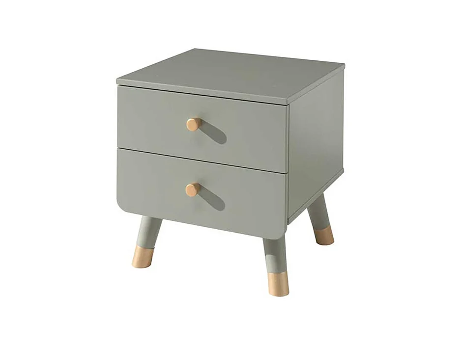 Jugendzimmerbett in Graugrün und Goldfarben Nachtkonsole (zweiteilig)