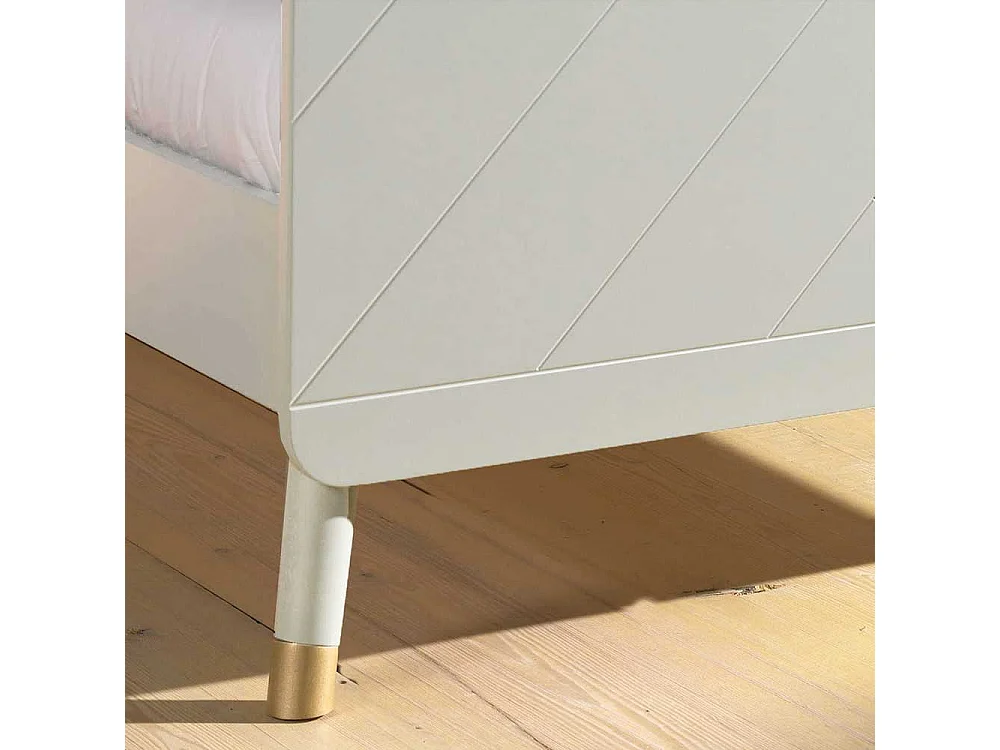 Bett für Jugendzimmer Weiß und Goldfarben