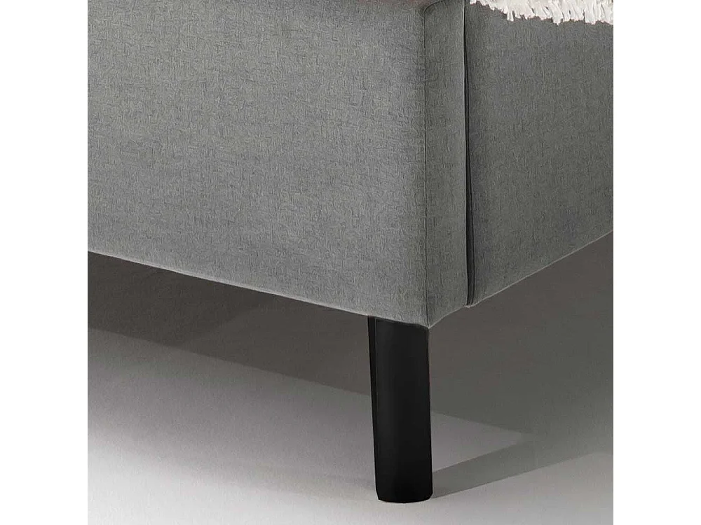 Skandi Polsterbett in Hellgrau 105 cm hohes Kopfteil