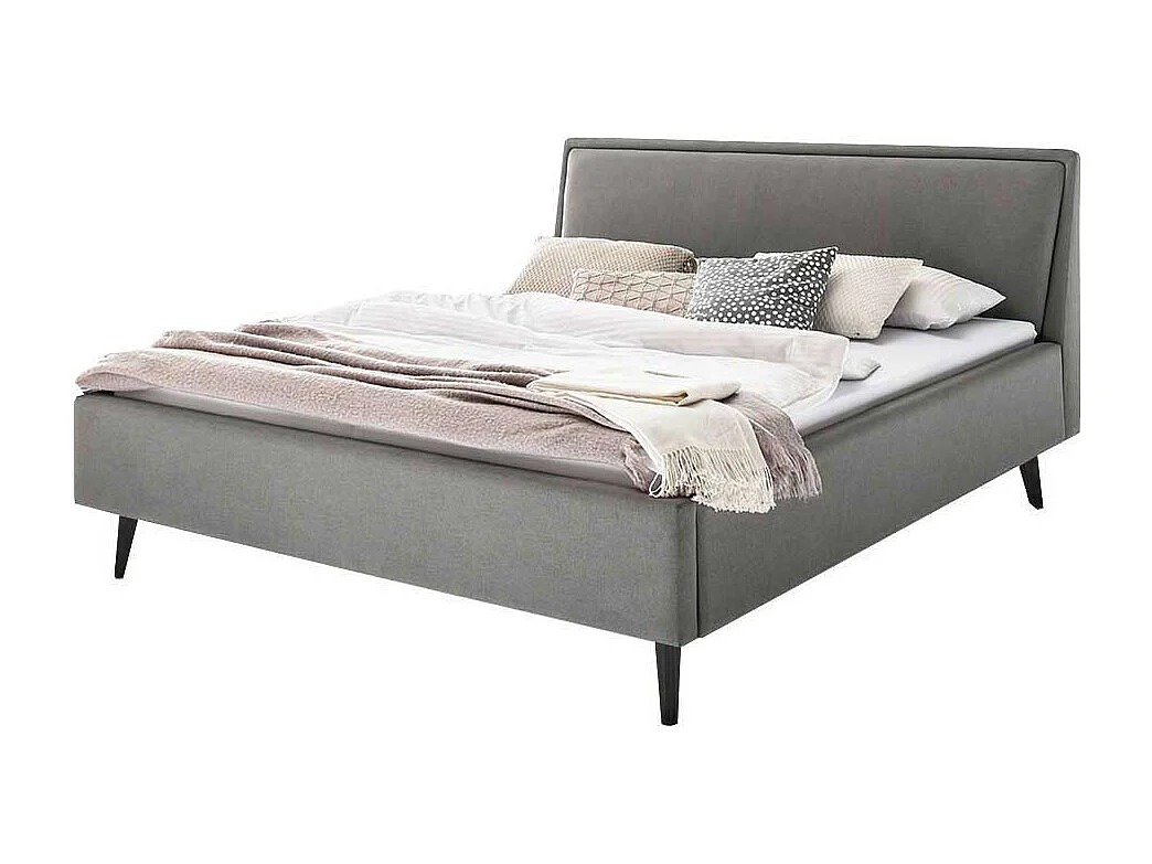 Skandi Polsterbett in Hellgrau 105 cm hohes Kopfteil