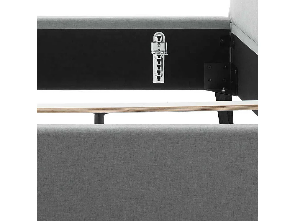 Skandi Polsterbett in Hellgrau 105 cm hohes Kopfteil