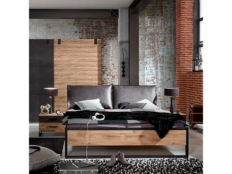 Doppelbettgestell Loft Stil Made in Germany 100 cm hoch