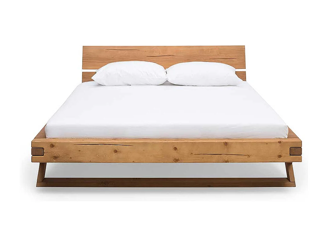 Balken Massivholzbett aus Fichte geölt Kufenfüßen