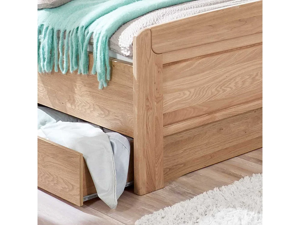 Ehebett aus Eiche teilmassiv LED Beleuchtung (dreiteilig)