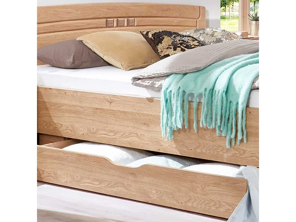 Ehebett aus Eiche teilmassiv LED Beleuchtung (dreiteilig)