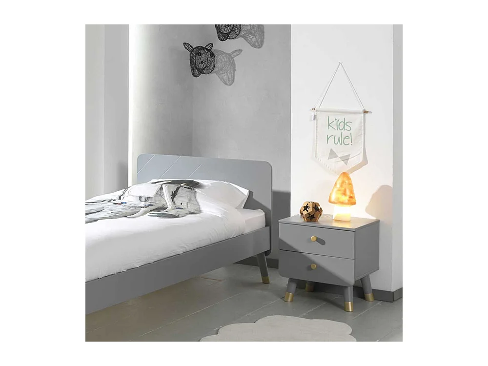 Jugendzimmer Bett in Grau und Goldfarben modern (zweiteilig)