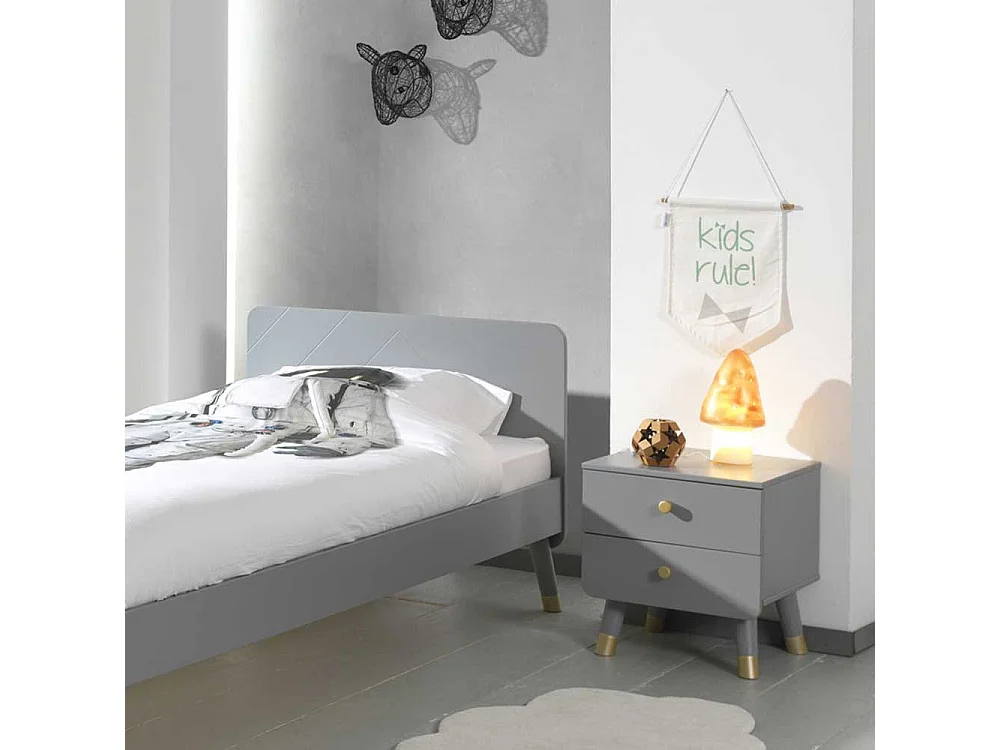 Jugendzimmer Bett in Grau und Goldfarben modern (zweiteilig)