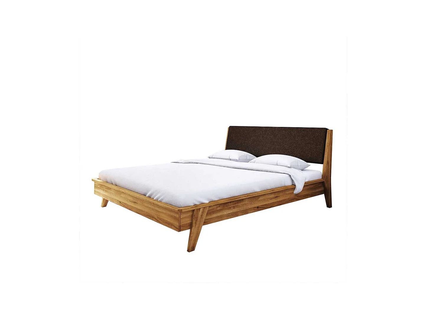 Doppelbett aus Wildeiche Massivholz Retrostil