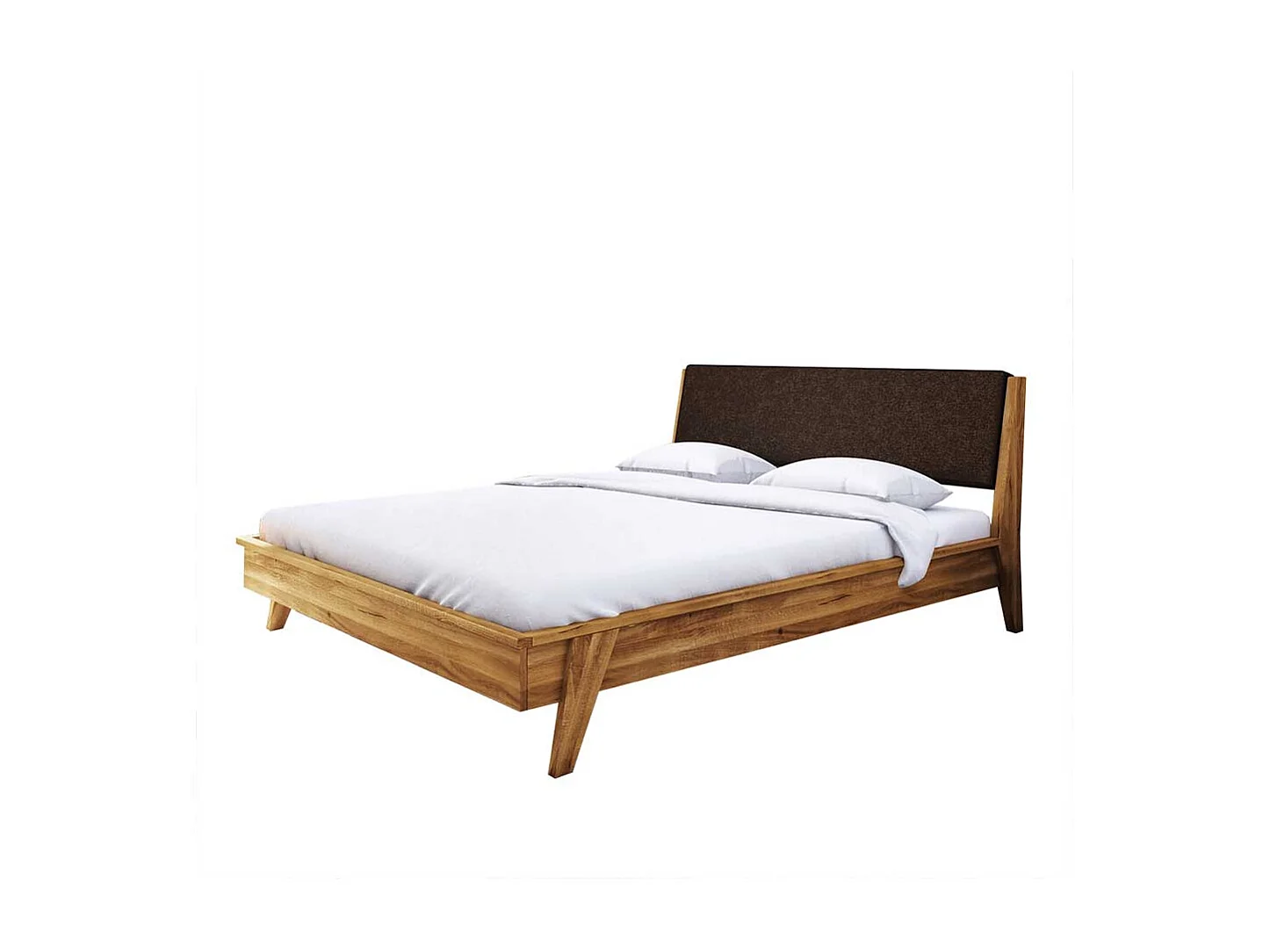 Doppelbett aus Wildeiche Massivholz Retrostil