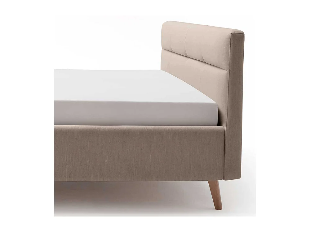 Doppeltbett in Beige Webstoff Bettkasten