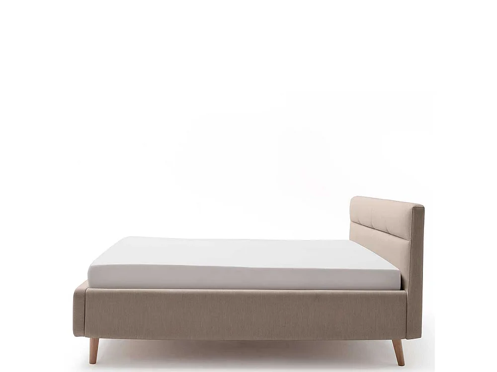Doppeltbett in Beige Webstoff Bettkasten