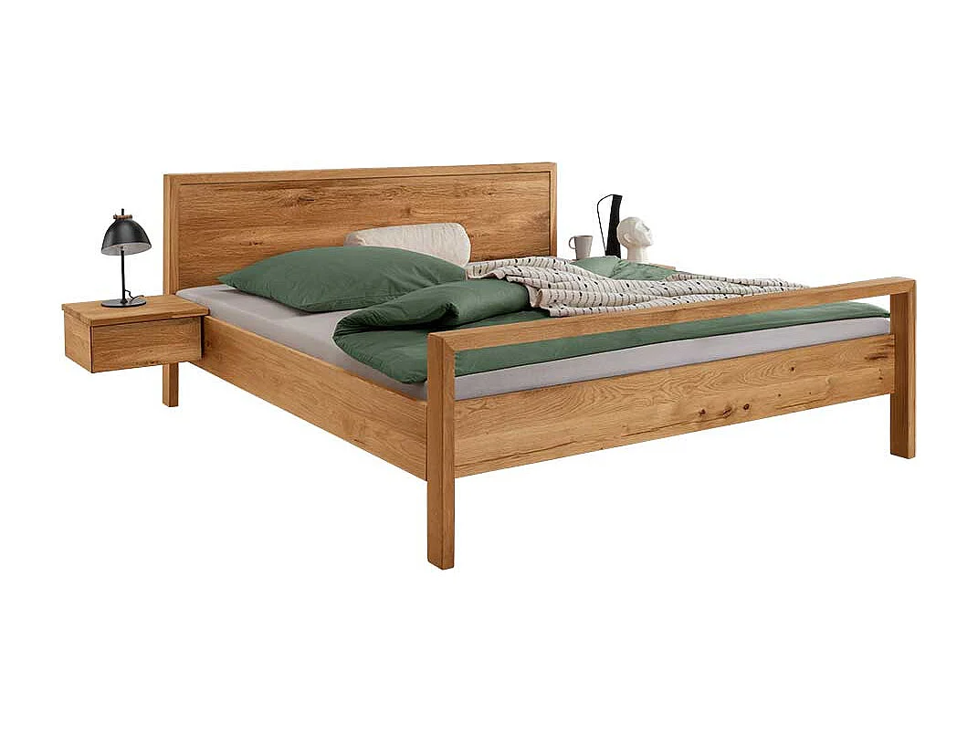 Wildeiche massiv Doppelbetten in modernem Design 41 cm Einstiegshöhe