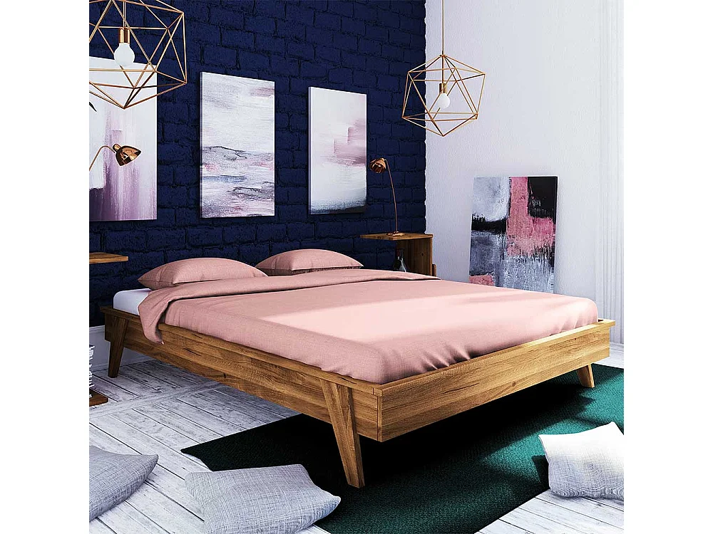 Massivholzbett ohne Kopfteil Wildeiche geölt