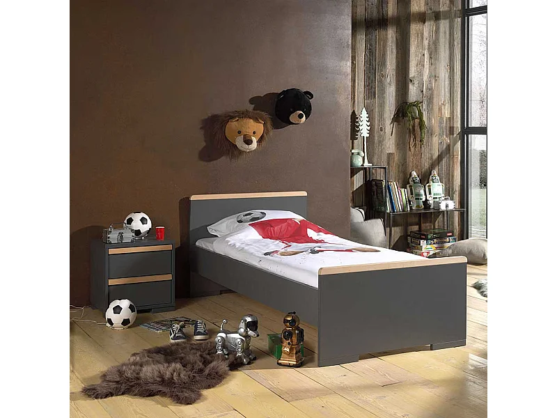 Bett mit Nachtkonsole Jugendzimmer (zweiteilig)