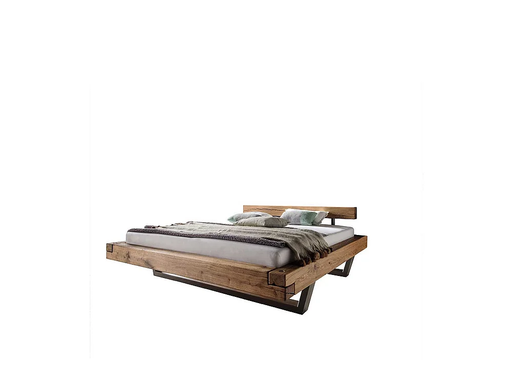 Bett in Schwebeoptik Wildeiche massiv
