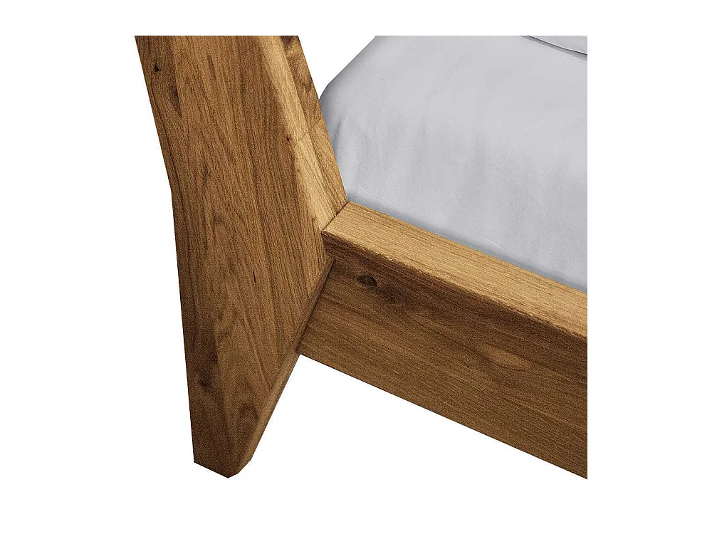 Doppelbett aus Wildeiche Massivholz Retrostil (dreiteilig)