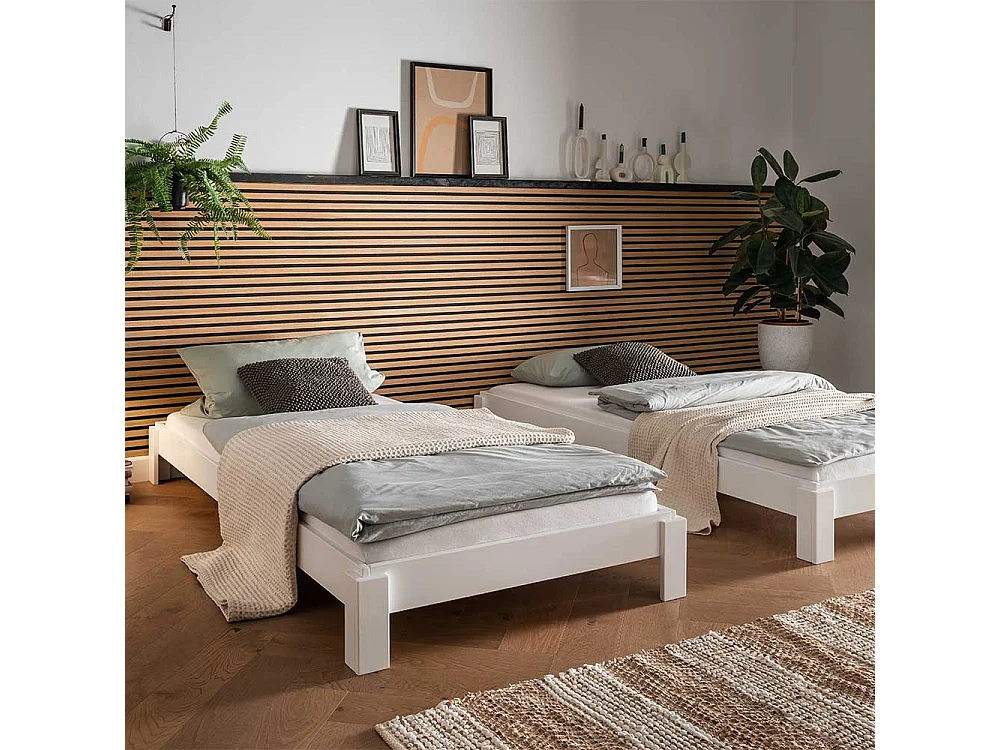 Einzelbettgestell Bettrahmen in Weiß Liegefläche 90x200 cm