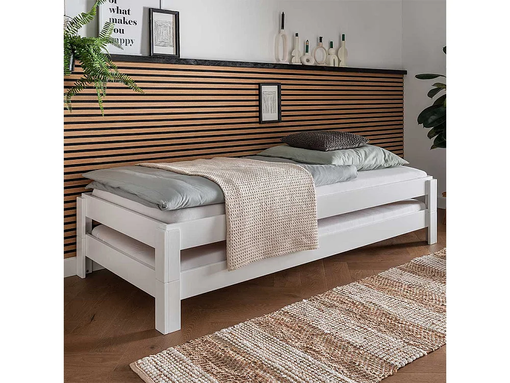 Einzelbettgestell Bettrahmen in Weiß Liegefläche 90x200 cm