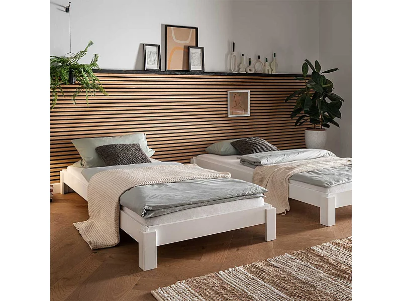 Einzelbettgestell Bettrahmen in Weiß Liegefläche 90x200 cm