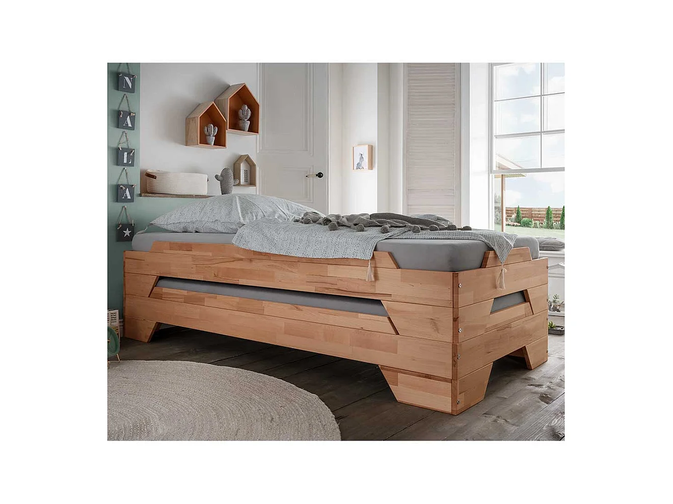 Buche Stapelbett in modernem Design 90x200 cm Liegefläche