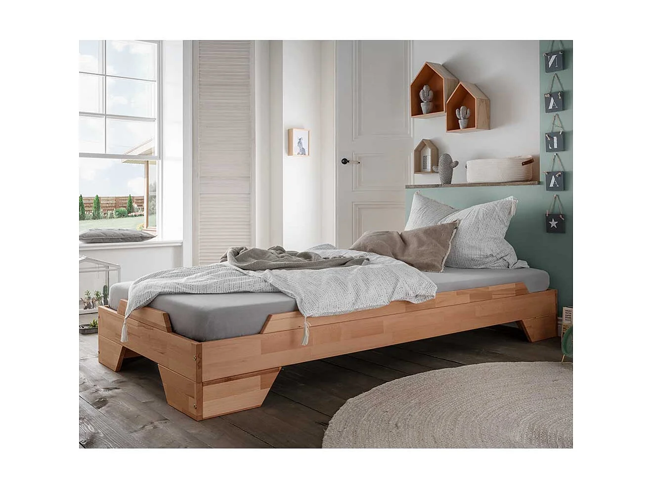 Buche Stapelbett in modernem Design 90x200 cm Liegefläche