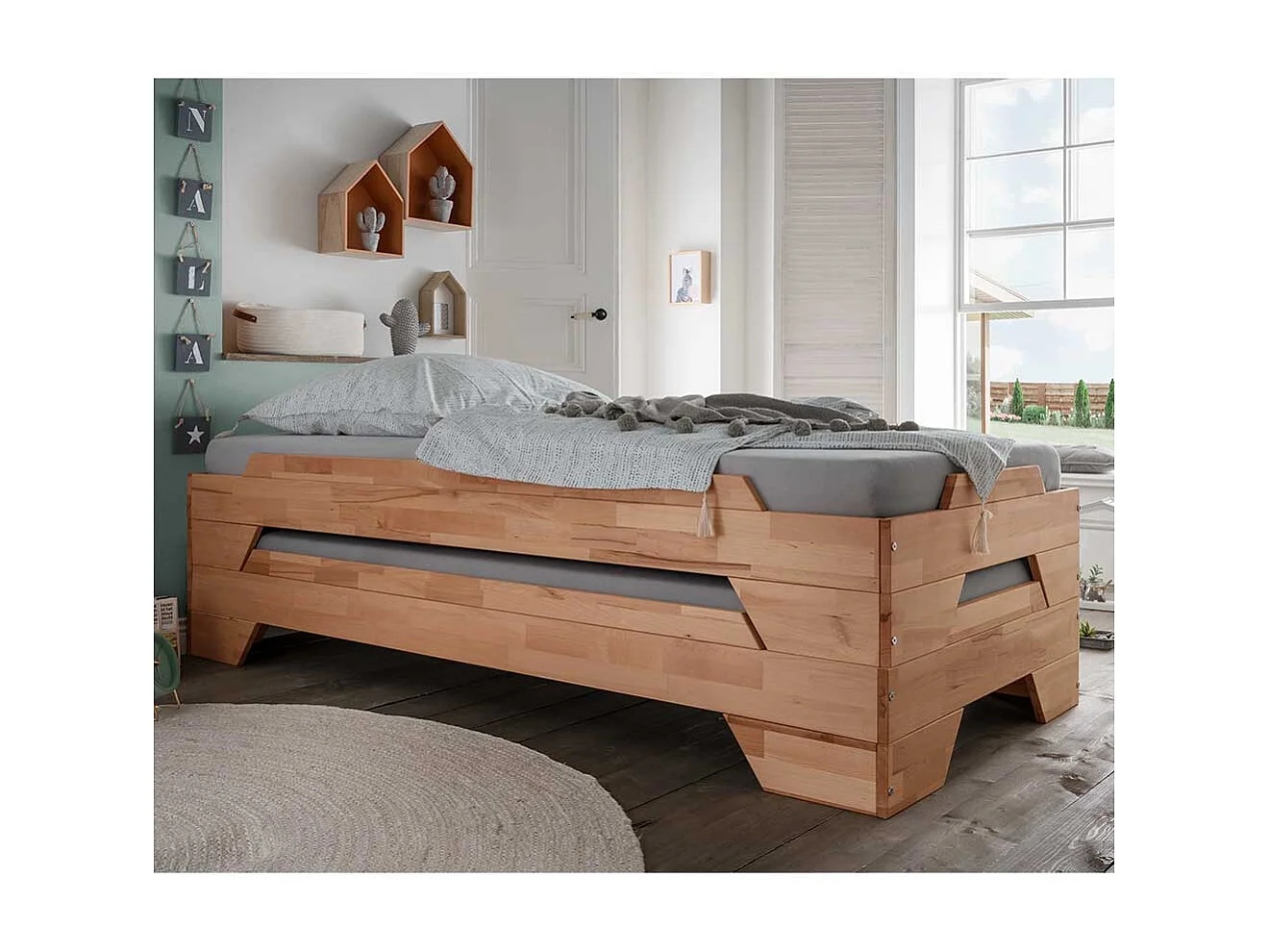 Buche Stapelbett in modernem Design 90x200 cm Liegefläche