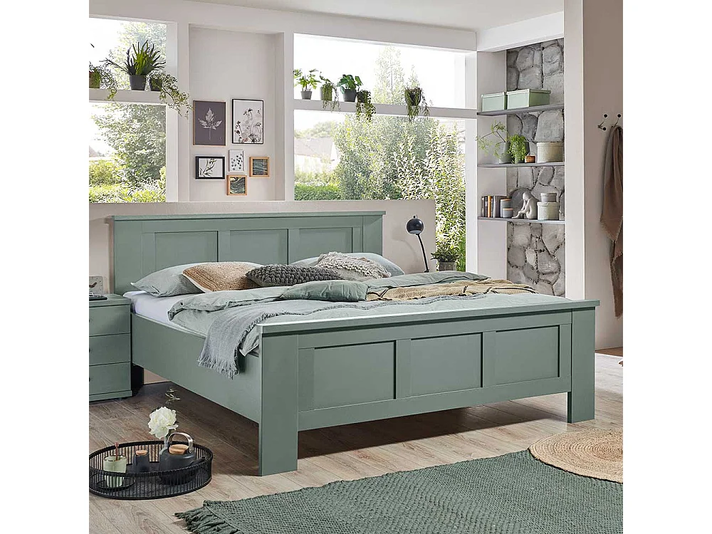 Single Bett 140x200 auch in Überlänge Landhausstil Graugrün